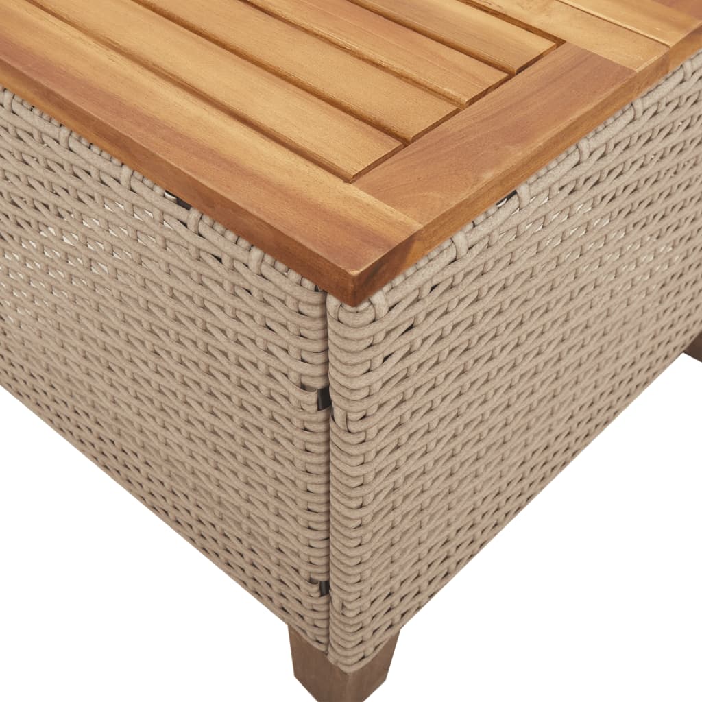 Garden Table Beige 45 X 45 X 37 Cm Poly Rattan Acacia Wood