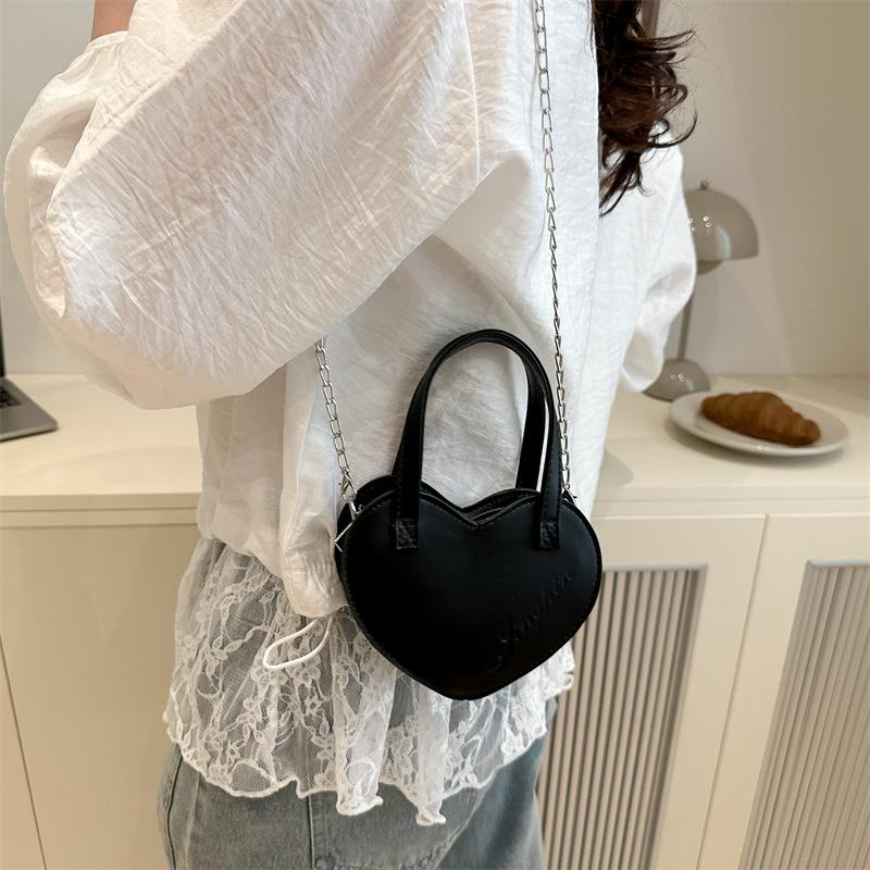 Simple Solid Color Fashion Summer New Sweet Girl Trend Peach Heart Mini Heart Single Shoulder Crossbody Handbag