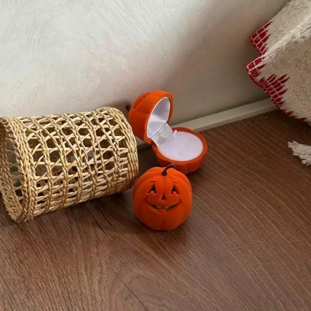 Anti-collision Pumpkin Rings Box Wedding Flannel Jewelry Organizer Marriage Anniversary