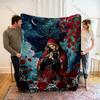 1PC Red-robed Prayer Night Roses Print Blanket Warm Soft Fluffy Kids and Adult Sofa Bed Throw Blanket Outdoor Travel Camping RV