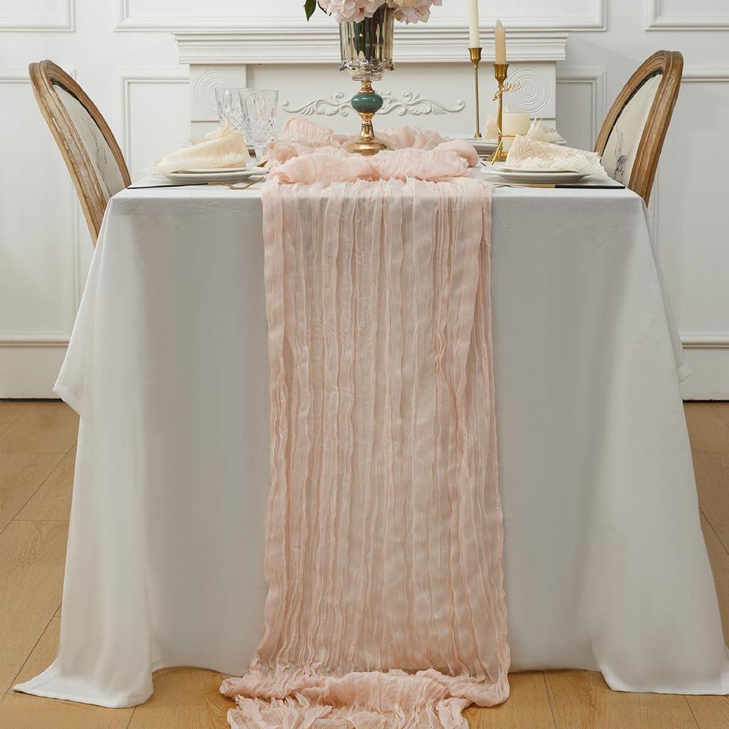 Chemin de table Bali Crinkle Gaze - Décoration Bohème Mariage & Fête