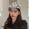 Thin plaid beret girls college style show face small hat big hat top pumpkin hat niche painter hat