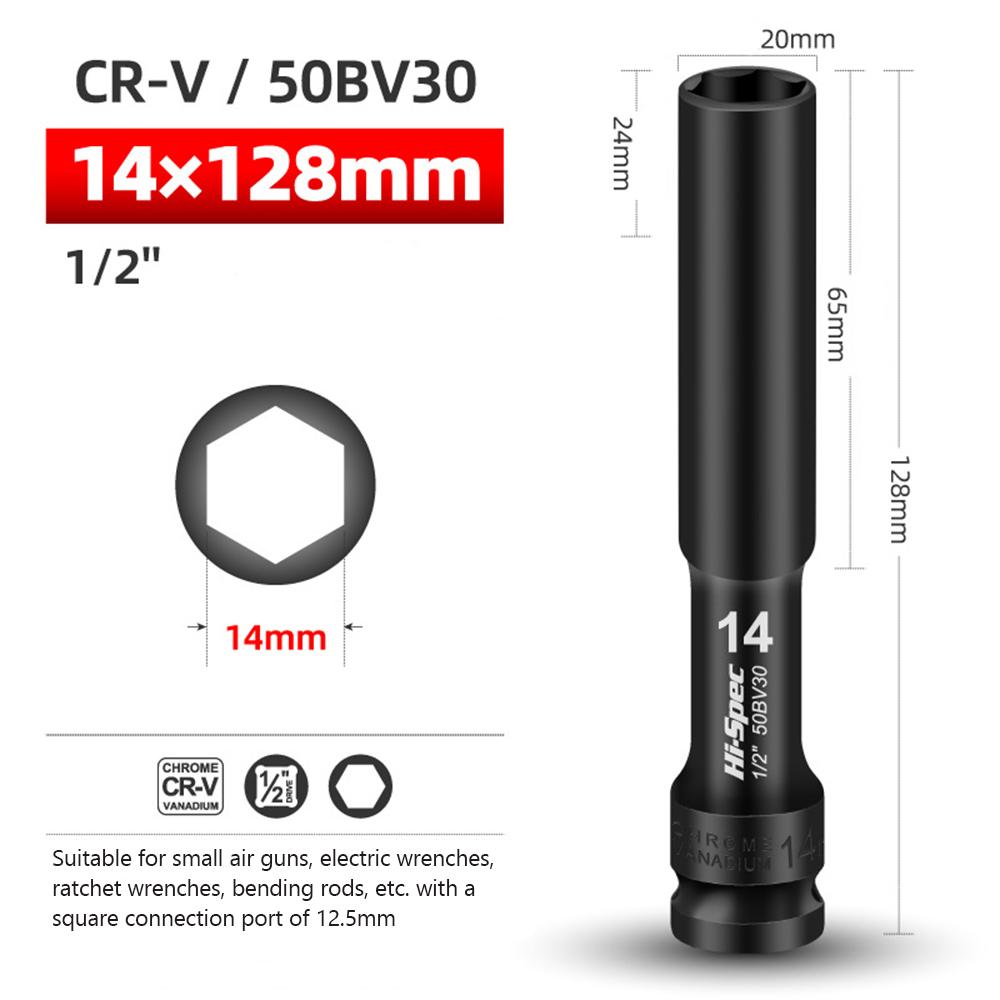 Clé à douille 1/2 tête hexagonale 8-24mm Adaptateur Clé Convertisseur Douille profonde Outils de retrait de pneu