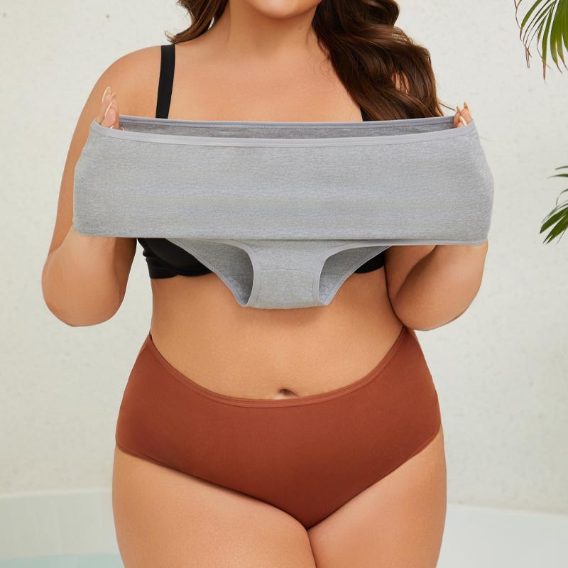 FINETOO Baumwolle Damen Slips Übergröße Nahtlose Unterwäsche Hohe Taille Einfarbig Slips Atmungsaktive Dehnbare Lingerie Sportshorts