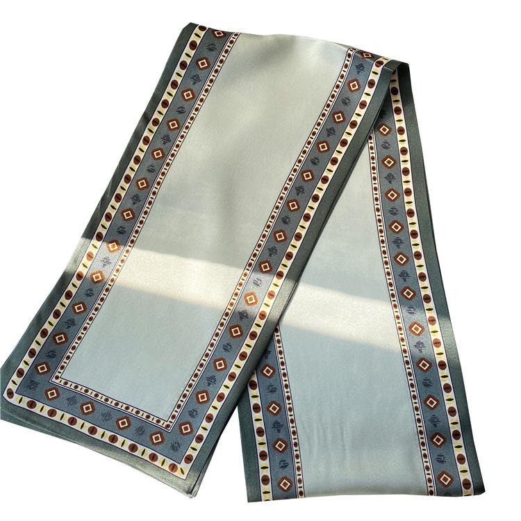 Double-Layer Silk Scarf Mulberry Silk Scarf Women'S Versatile Autumn Style Foreign Style Thin Narrow Long Multi-Functional Decorative Scarf Streamer