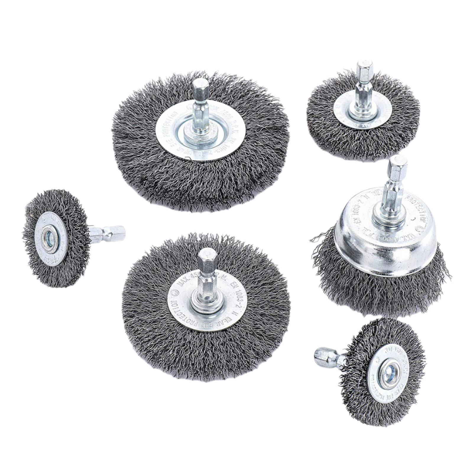 

6Pcs Drill Wire Brush Set Pen Brush Wheel Brush Cup Brush for Drill Metal Wire Brush with 1/4inch Hex Shank Handling