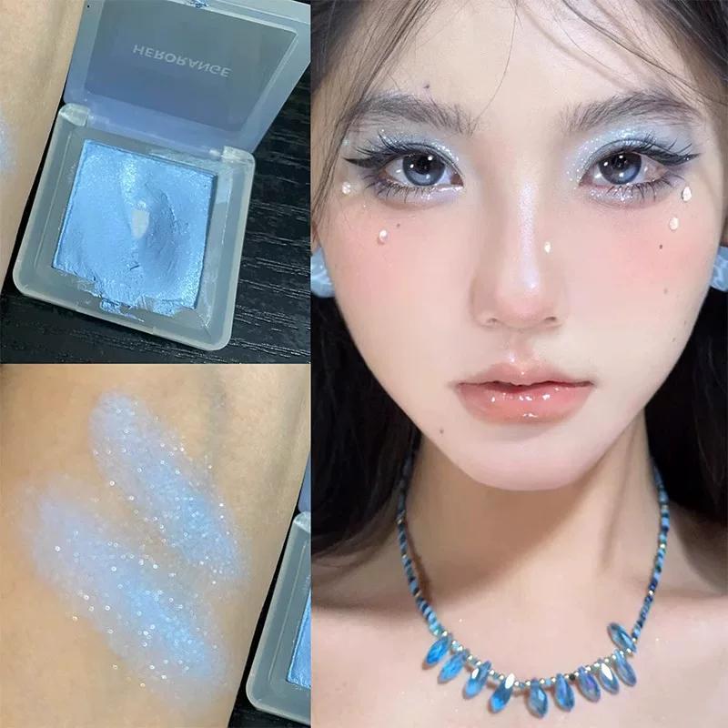 Gemstone Crushed Diamond Ice Blue ~ Low-Saturation Silver Blue Wet-Look Glitter Eyeshadow Single Color with a Cool Fragmented High-End Feel