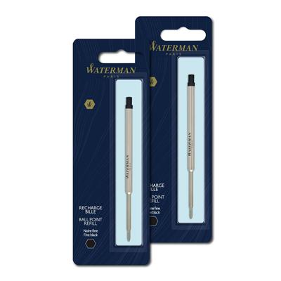WATERMAN Ballpoint Pen Refill Set of 2 Fine Point Black Oily Genuine Imported Product 1964017X2