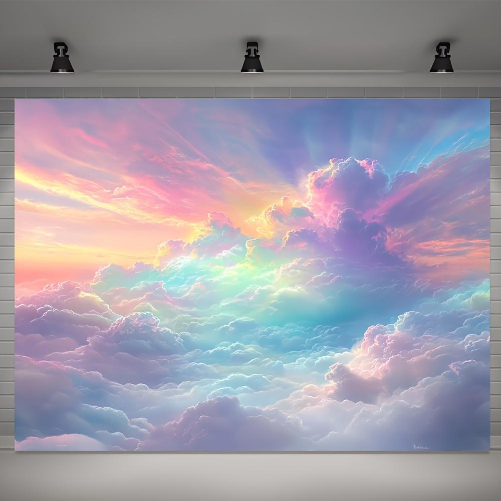 

[1pc Dreamy Clouds Photography Backdrop] Dreamy Clouds Photography Backdrop Banner, Durable Polyester, Versatile Studio Prop, Ge 40x60cm