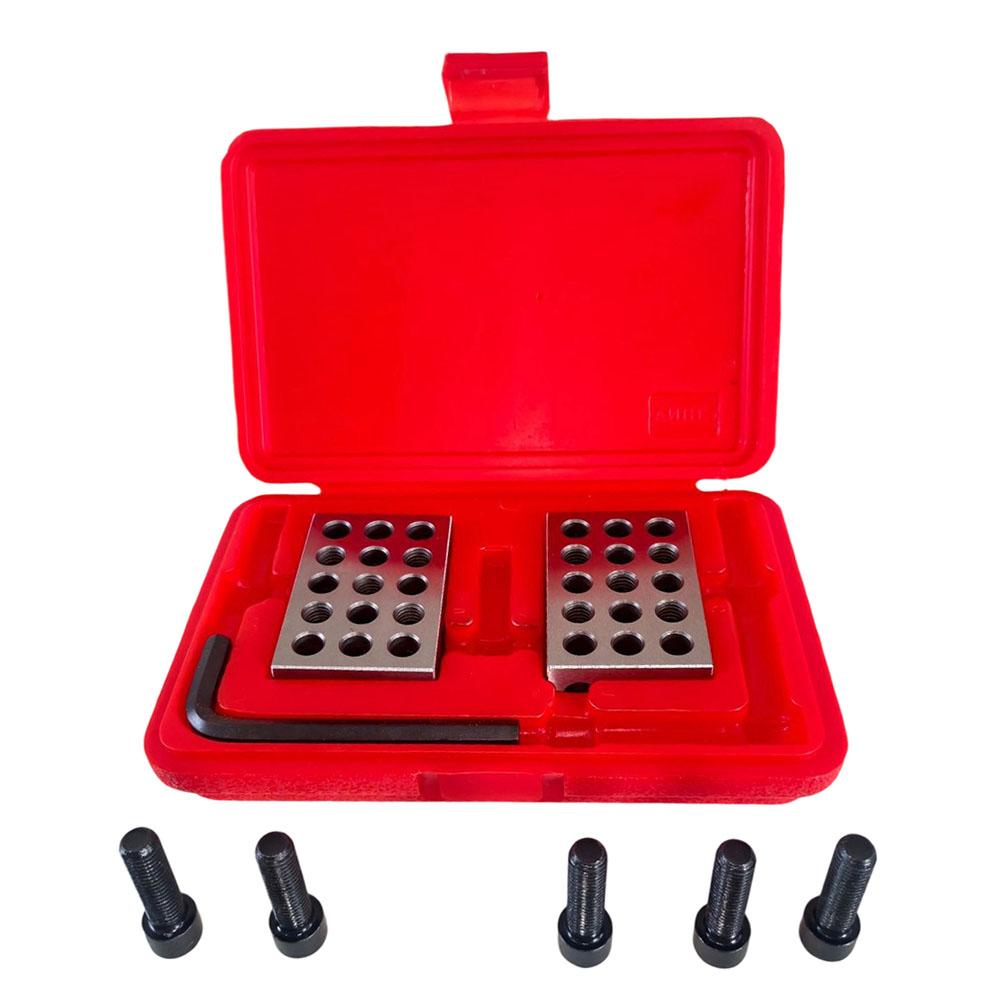 25-50-75mm Blocks Set Matched Pair 23 Holes Steel Setup Blocks With Screw Wrench For Machinists, Woodworkers