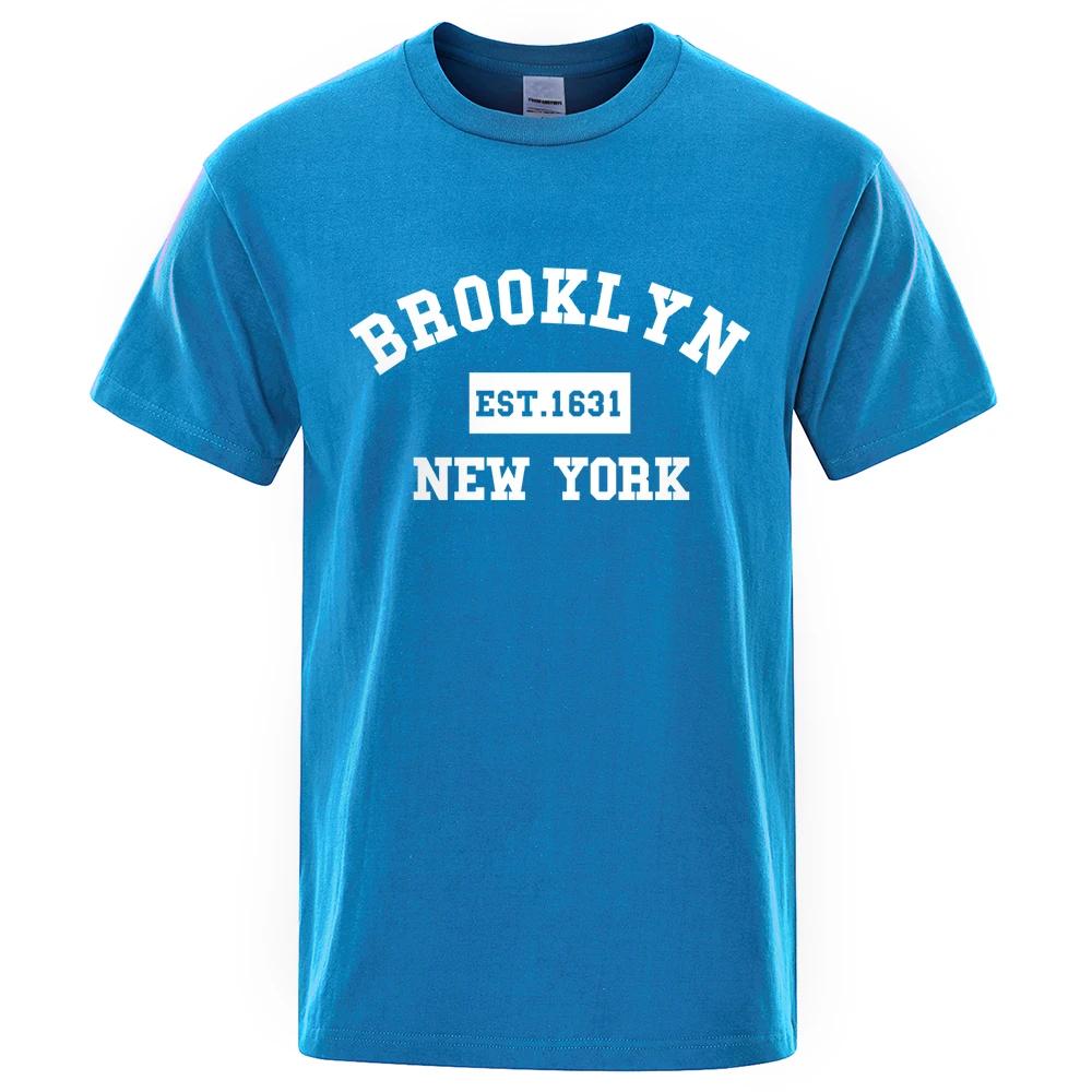 Brooklyn Est. 1631 New York Letter Print Tričko Muž Neformální Volná Trička Letní Bavlněné Topy Móda Prodyšné Tričko Oblečení
