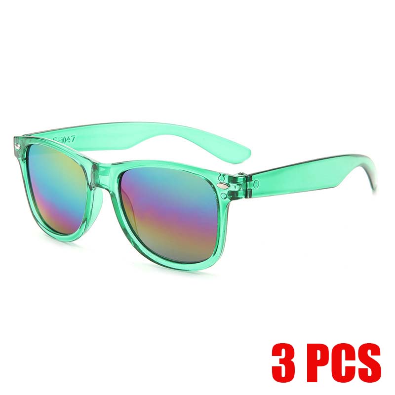 3PCS/pack Transparent Square Sunglasses for Kids Mirror Lens Eyewear Summer Beach Outdoor UV Protection Sun Shades Eyeglasses