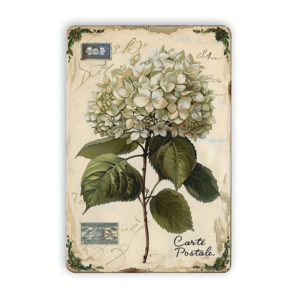 Pc Hydrangea Vintage Metal Sign Hanging Painting Plaque Decorative Wall Art Indoor Outdoor Decor Wall Room