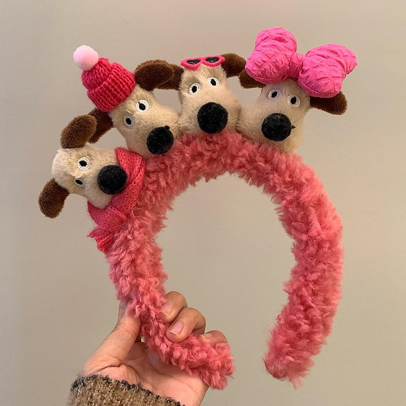 Headbands Sweet Style Four Cute Dogs Plush Solid Color Accessories Hair