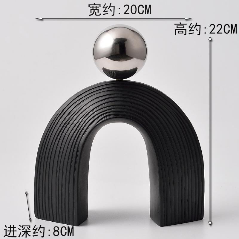 Minimally Artistic Sculptur black electroplated gold ball resin arch Figurines Creative Art Ornaments Desktop Decoration Crafts