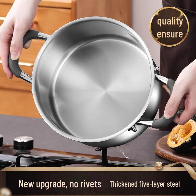 316 Stainless Steel Rivetless Stew Pot with Two-Layer Silicone, Large Capacity for Steaming and Simmering.