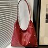 Leather Hoboes Bags for Women Soft Shoulder Purse Slouchy Toted Handbags Crescents Shoulder Bags Punk Underarm Purses