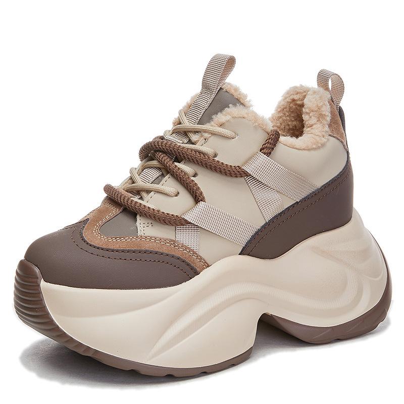 Innere Höherstellung neue flauschige Dad-Schuhe dicke Sohle Plüsch kleine Sport- und Freizeitschuhe