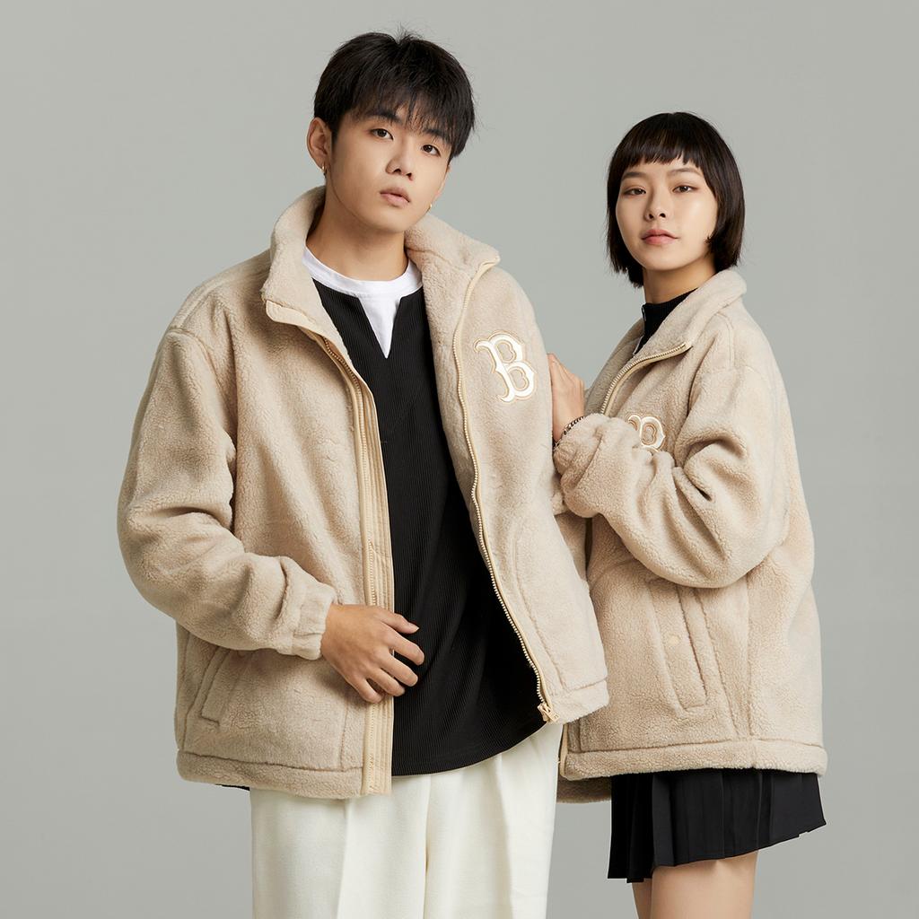 New MLB Velvet Jackets Unisex Light Beige 3AFDB0626-43BGS