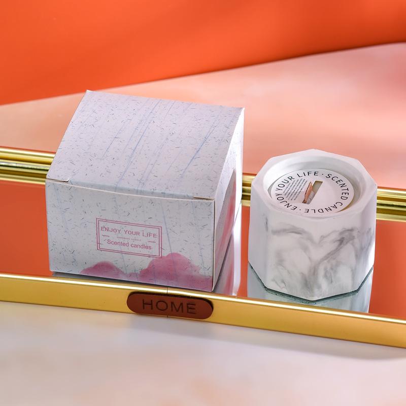 Minimalist Scented Soy Wax Candle in Plaster Cup - Indoor Decoration & Gift Box