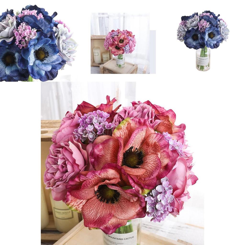 Lush Bouquet Poppy Peony Gypsophila Simulation Flower Ideal For Home Decor And Photography Prop