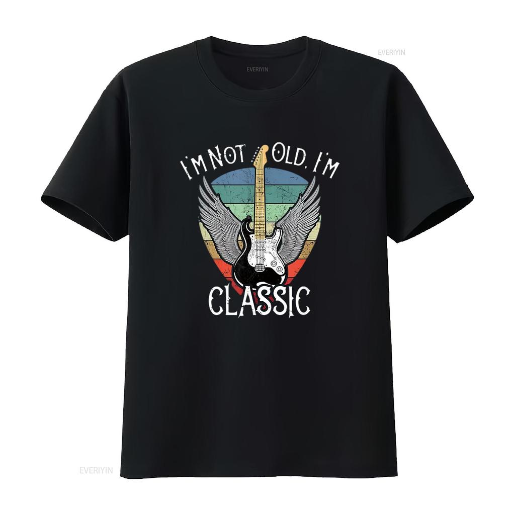 I M Not Old Classic Funny Rock Roll Mens T Shirt Black X Large vintage Washed Stretched Unisex Breathable Casual Soft Stylish