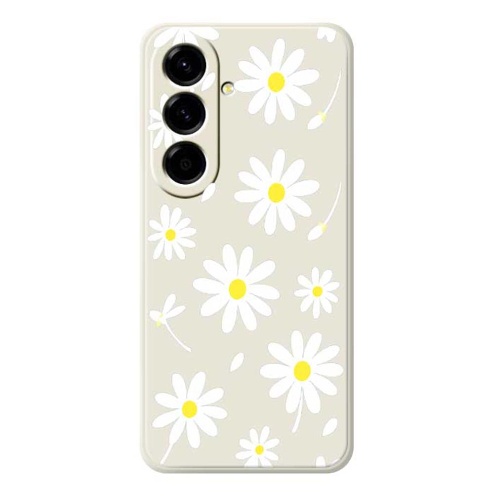 For Samsung Galaxy A56 5G Case White Daisy Pattern Printing Straight Edge TPU Phone Back Cover