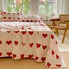 3Pcs Romantic Love Heart Pattern Bed Sheet Set Geometric Printed Thickened Bedspread with Pillowcases Soft Cotton Bedding Set