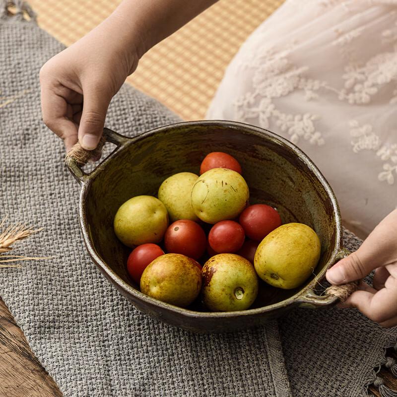 Rustic Wood-Fired Ceramic Fruit & Snack Plate