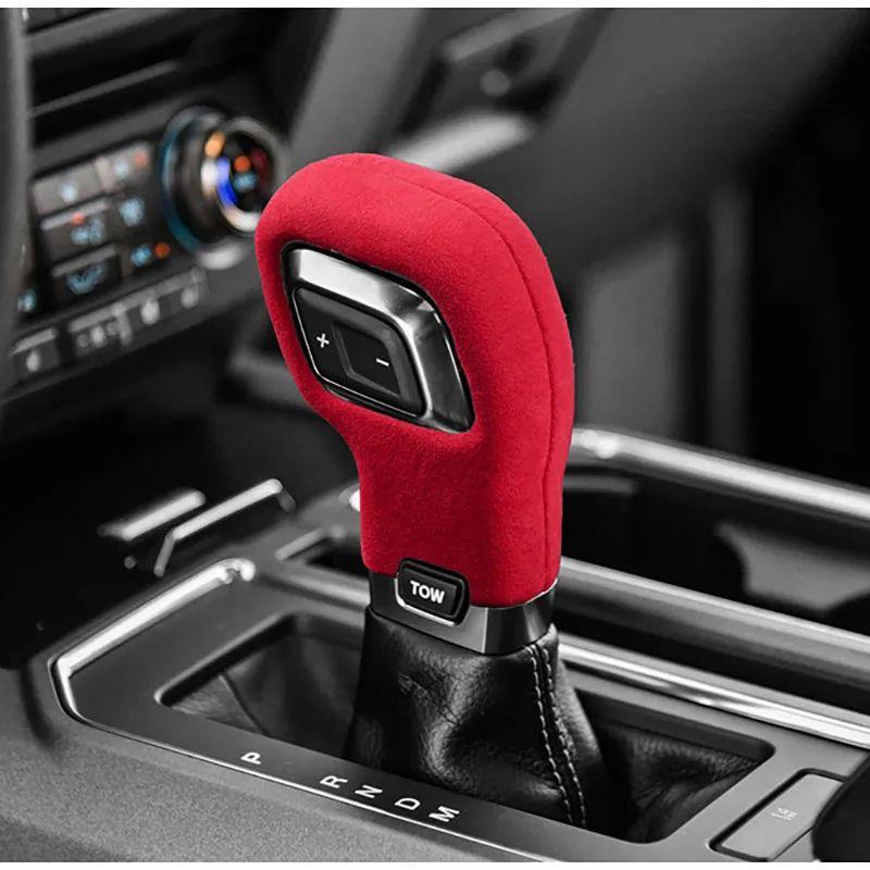 

New Anti Fur Leather Gear Shift Knob Cover For Ford SVT Raptor F150 2015 2016 2017 2018 Gear Ball Protector червоний