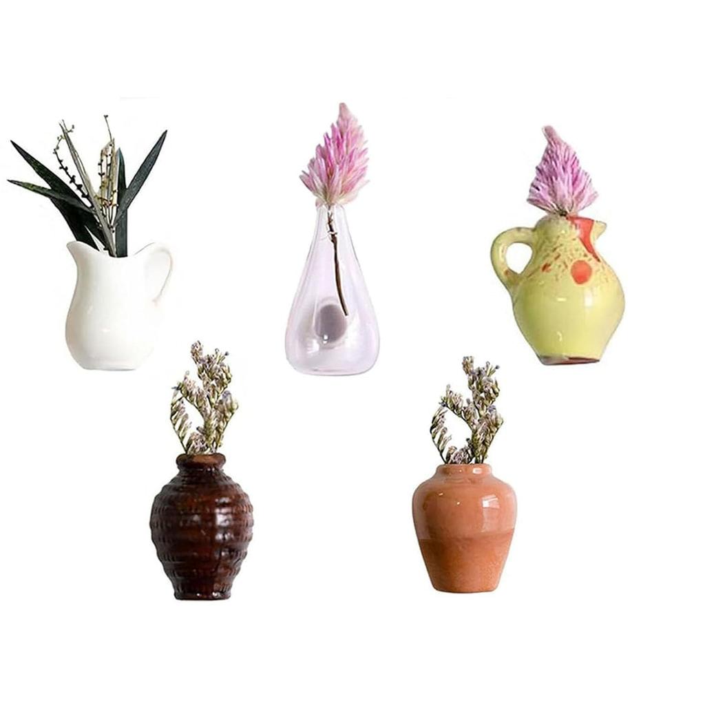 14-5pcs Porcelain Refrigerator Magnets Mini Vase Super Powerful Fridge Message 3D Flower Pot Fridge Magnet for Home Decoration