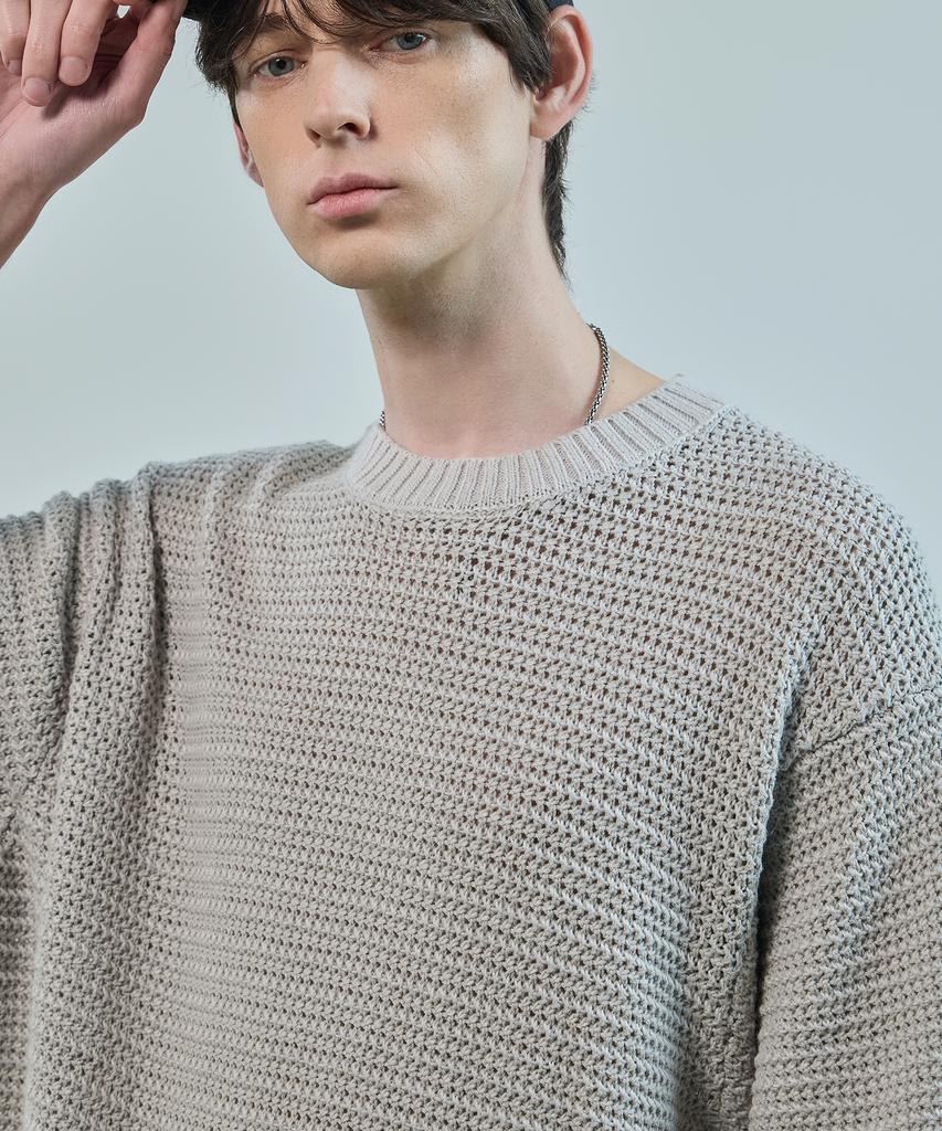 LOGSTORE Crew Neck Mesh Round Knit