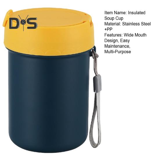 500ml izolovaný polévkový kelímek s přezkovým víkem Vakuová nádoba na potraviny Nepropustná nerezová nádoba na oběd s širokým hrdlem na horké jídlo