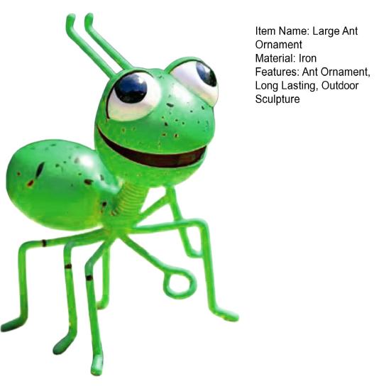 Large Ant Ornament Iron Decorative Ant Sculpture with Bright Colors Rust-Resistant