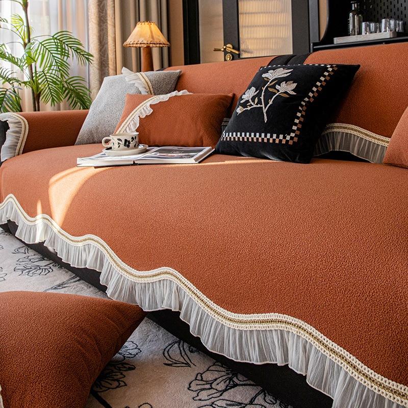 Waterproof and Non-slip Sofa Cushion, Simple European Light Luxury Style, Fashionable Four-season Universal Seat Cushion, Nordic Style Lace Sofa Towel
