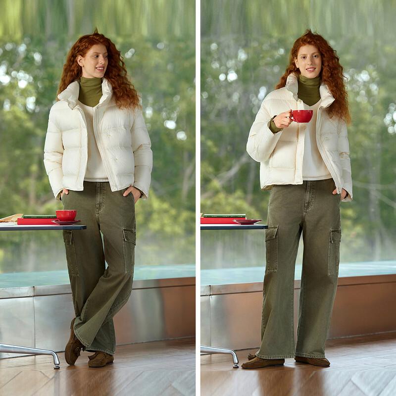 Semir Chen Duling Women's 90% Goose Down Short Puffer Jacket with Anti-Stain Finish