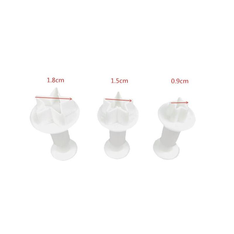 3Pcs/Set Star Shape Fondant Cake Decorating Plunger Biscuit Cookies Cutter Sugarcraft Diy Mold Christmas Cake Decorating Tools