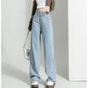 Women's High-Waisted Light Wide-Leg Jeans - New for Autumn 2023, Loose Fit, Floor-Length Draping Style