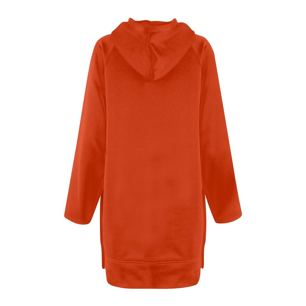 Women's Solid Colour Fashion Comfortable Hooded Mid-Length Long Sleeve Sweatshirt