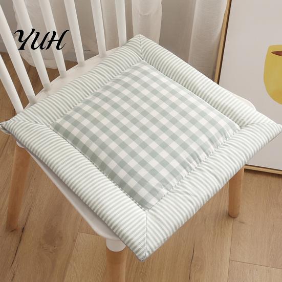 Durable Chair Cushion for Wood Chairs Square Plaid Pad with Ties, Cotton Linen Breathable Seat Cushion, Buffalo Spring Autumn Check Dining Home Office