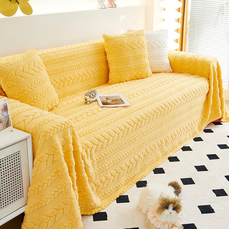 Sofatuch Ins Style Creme Style Winter Bequemer Baumwollsamt Verdickter Sofabezug Vollbezug Stoff Rutschfester Sofabezug