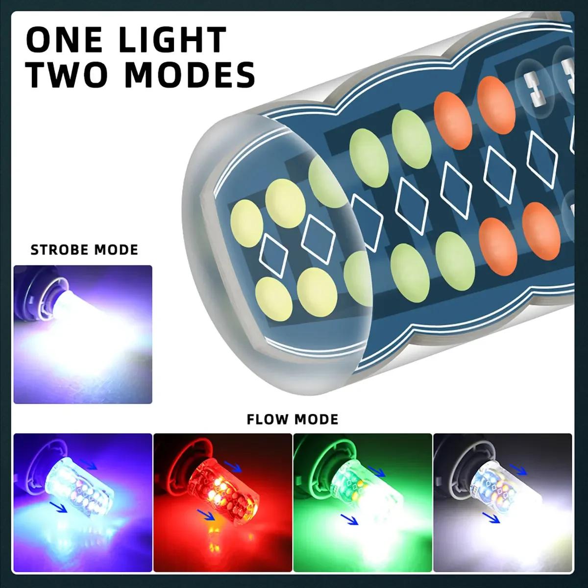 

1/2x1157 BAY15D P21/5W RGB Reverse Brake Light Bulb For Car LED Bulb Car Tail Lamp Stop Light Parking Side Marker Lamp 12V 6000K 1pc