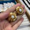 Plated Real Gold Retro Old Imitation Cotton Stud Earrings Ear Jewelry Medieval Jewelry Needle Necklace Rose