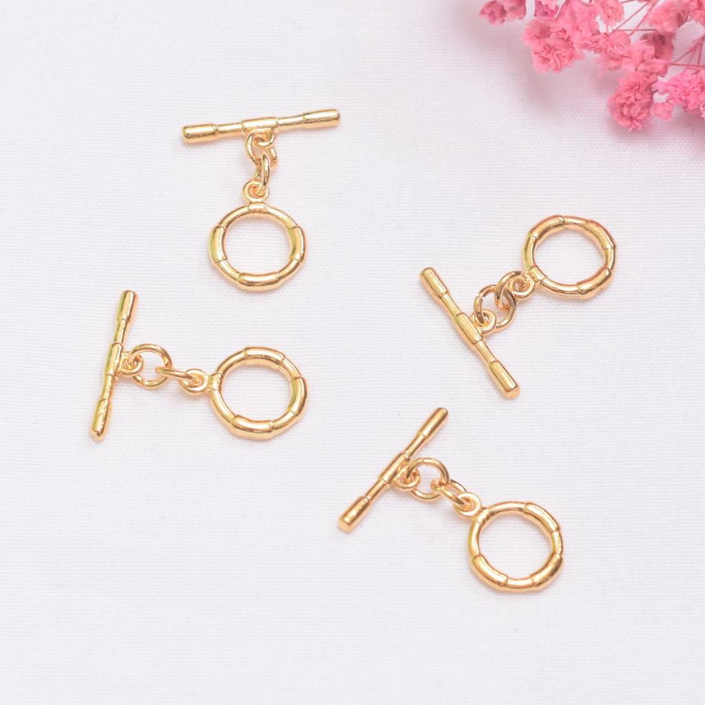 10pcs Non-Fading 24K Vacuum Gold Ot Buckle Bamboo Buckle Head Diy Handmade Bracelet Necklace Connection Ending Buckle Jewelry Buckle