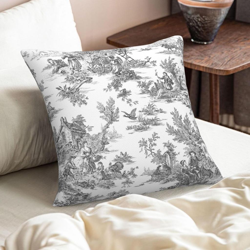 Blau-Weiße Toile Kissenbezüge Vintage Französische Landhaus-Zierkissenbezüge Rustikale Kissenbezug-Dekoration Für Zuhause Sofa