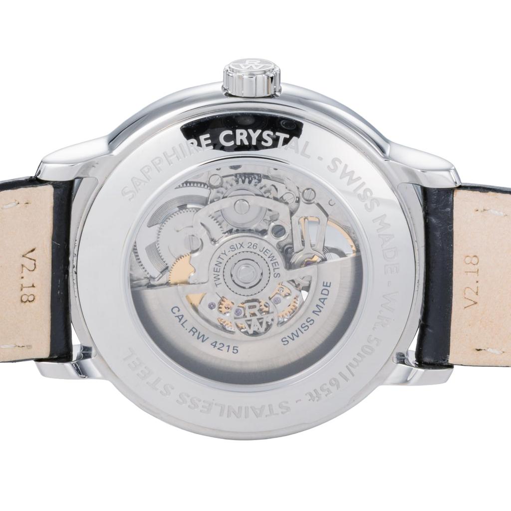 Raymond Weil MAESTRO Skeleton Dial Stainless Sapphire Mechanical 50M Water Swiss Black Watch, Steel, Crystal, Movement, Resistance, 39.5mm, Made,