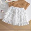 Girls Summer Mori Sweet Princess Floral Lace Embroidered Vest With Pleated Mini Skirt Two Piece Outfit Set