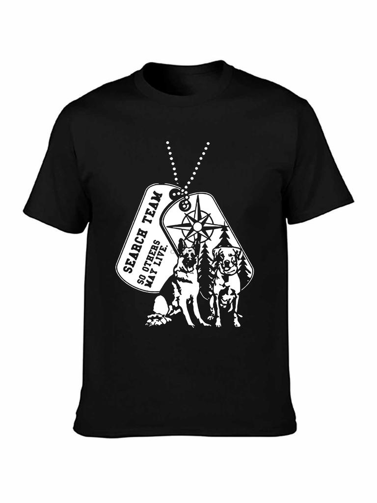 Brand Tshirt Homme Tees SAR Search Rescue K9 DOG TAGS MWD Screen Printed TShirt MILITARY GREEEN T Shirt
