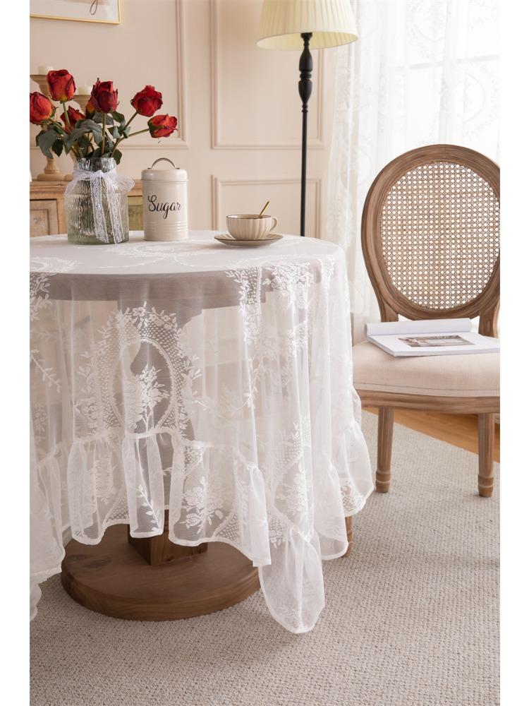 French Romantic Pastoral Lace Tablecloth Dessert Table Wedding Decoration Photo Coffee Table Tablecloth Dining Table Cloth Large Round Table