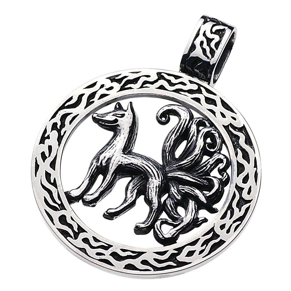 

Японский узор лиса кулон серебро серебро p0372 [Cenote] девятихвостый [925 аксессуары]